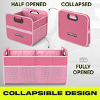 Car Trunk Organizer, Collapsible Two Compartment Organizer, Foldable SUV & Truck Storage for Car Accessories for Women Men, Non Slip Bottom, Sturdy Side Walls, Strong Handles, 45L