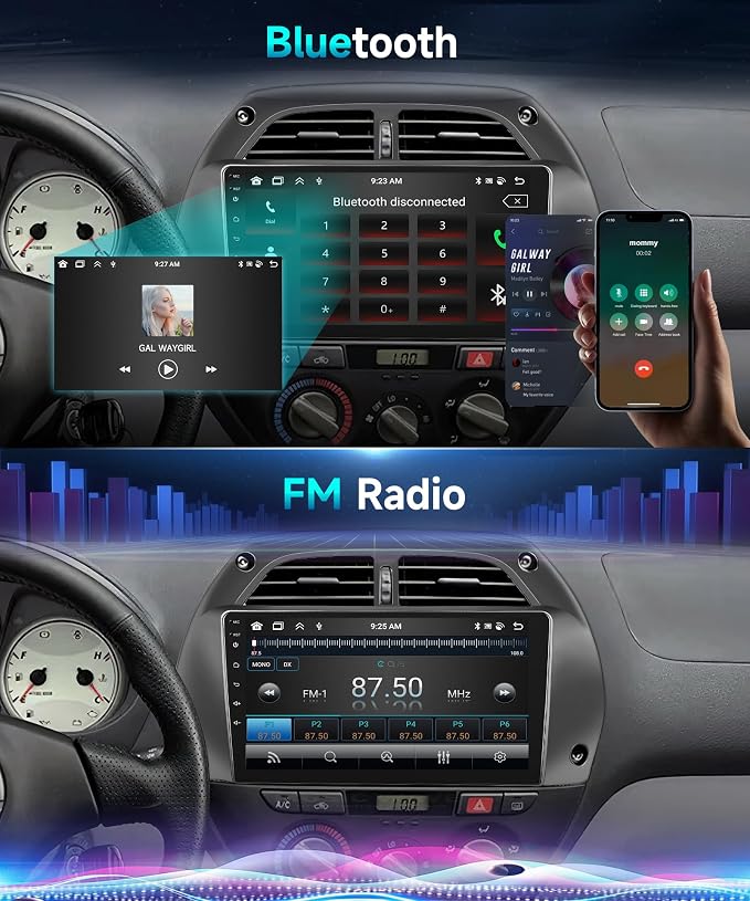 Android 15 Car Radio for Toyota RAV4 2001 2002 2003 2004 2005 2006 Car Stereo with Wireless CarPlay Android Auto 9'' 1080P HD Touch Screen 5G WiFi Bluetooth 26UIs FM/RDS GPS MirrorLink Backup Camera