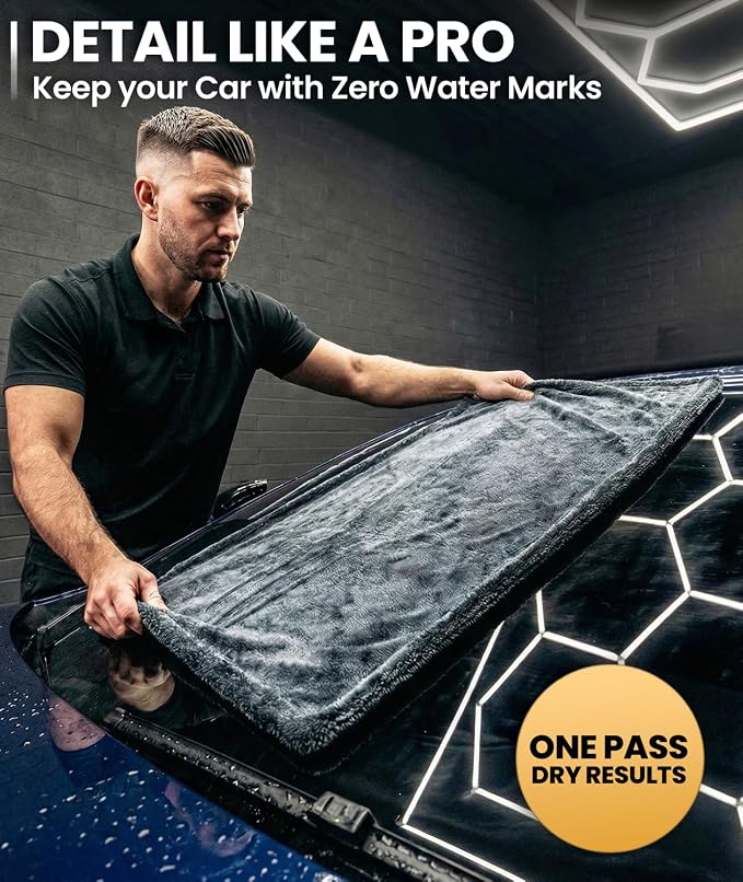 Car Drying Towel - (1300 GSM) XL Drying Towels Car Detailing - Car Microfiber Towel (36"x24") Microfiber Drying Towels for Cars Towels Drying, Car Wash Towels, No Scratch, Ultra Absorbent - Grey