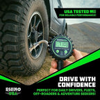 Rhino USA Digital Tire Pressure Gauge with Inflator (0-200 PSI) - Heavy Duty Air Chuck and Compressor Accessories with Stainless Braided Hose, Large 2" Dial and Solid Brass Hardware for Truck and RV
