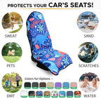 Waterproof Sweating Car Seat Cover for Post Gym Workout, Running, Swimming, Beach and Hiking, Universal Fit Non-Slip Bucket Seat Protector for Cars SUV Trucks, Machine Washable (Dinosaur)