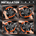 Steering Wheel Cover for Car, Standard Size 14.5-15 inch, Auto Interior Accessories, Black and Orange