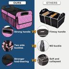 Car Trunk Organizer for SUV, Car Organizers and Storage with Reinforced Handles, Car Accessories for Women/Men 70L Waterproof Polyester Trunk Organizer(Large, Pink)