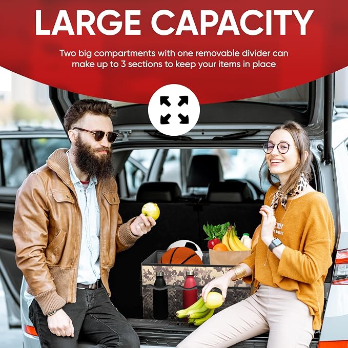 Trunk Organizer For SUV Car Trunk Organizer, Foldable Storage, Car Accessories for Women Men, Collapsible Bag, 600D Oxford, Non Slip Bottom, Straps, Soft Cover (65L)