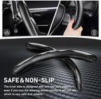 Carbon Fiber Steering Wheel Cover - Anti-Slip, Steering Wheel Cover for Men/Women - Durable, Universal Car Accessory (Black)