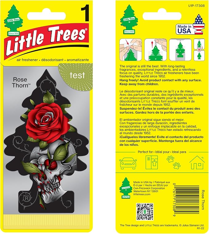 Car Air Freshener | Hanging Paper Tree for Home or Car | Rose Thorn | 6 Pack