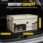 Foldable Car Trunk Organizer with Multi-Compartment – Expandable 30-60L Storage Bin, Side Mesh Pockets, Waterproof 600D Oxford Cloth, Car Accessories for SUV/Truck/Sedan, Beige, 23.6"x13.0"x11.8"