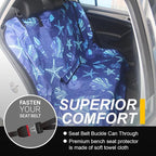 Back Seat Cover for Car Trucks Van SUV Jeep,Waterproof Rear Bench Towel Seat Covers for Dogs and Kids,Automotive Backseat Protector (Conch Shells Starfish)