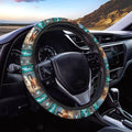 Car Steering Wheel Cover Universal 15 Inch Steering Wheel Wrap Anti-Slip Soft Elastic Decorative Auto Accessories All Weather Protection, Aztec Running Horse Teal