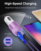 USB Car Charger, Automobile Lighter Adapter Dual Port Cigarette Cargador | 12v Cell Car Phone Charger for Samsung, iPhone, Google, Kindle, Double Port 3.4a Fast Charging Power Block