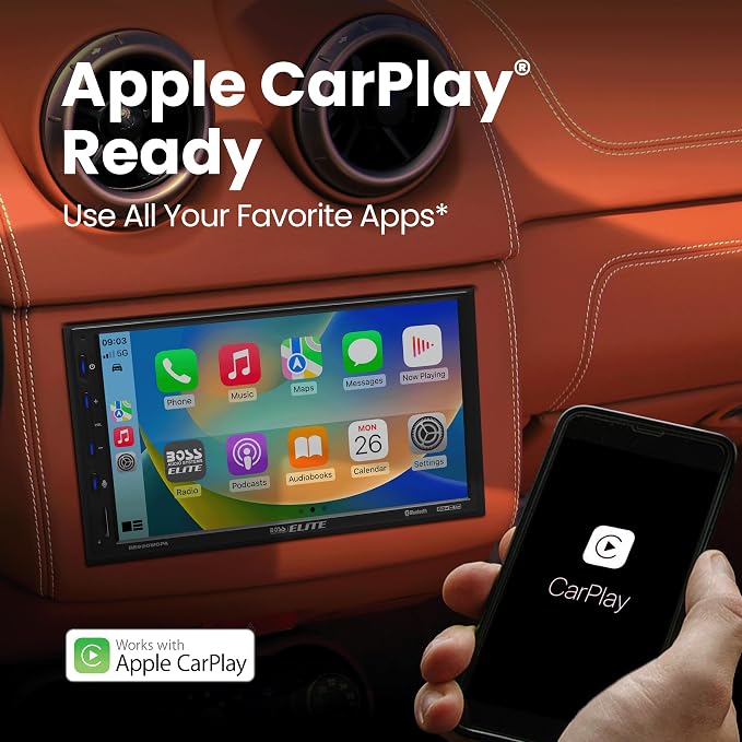 Elite BE920WCPA-C Car Stereo – Wireless Apple CarPlay & Android Auto, Double Din, 7 Inch Touchscreen, Bluetooth, No CD DVD Player, AM/FM Radio Receiver, USB, Backup Camera