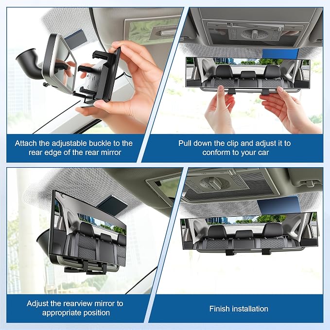 Interior Rearview Mirrors, Universal Panoramic Car Rear View Mirror Accessories, Wide Angle Reduce Blind Spot Effectively for Car, Jeep, Truck, Motorcycle, Tractor, ARB, ATV, SUV, RV