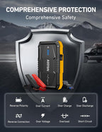 S8 Car Battery Jump Starter, Car Jumper Starter Battery Pack for Up to 6.0L Gas & 3.0L Diesel Engines, 12V Portable Jump Box with 3 Modes Flashlight and Jumper Cable(Yellow)