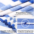 Bath Towels Set, Large Microfiber Bath Towel for Body, 2 Pack, 30" x 60", Oversized, Soft, Super Absorbent,Fast Drying, Perfect for Shower, Sauna, Gym, Sports, Fitness, Yoga, Cabana Stripe Blue