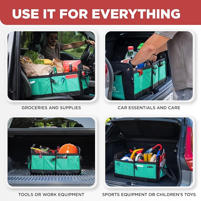 Teal Car Accessories Trunk Organizer Premium Multi Movable Compartments Collapsible car organizer, trunk organizer for Car, Suv, Automotive, gifts (Large Capacity)