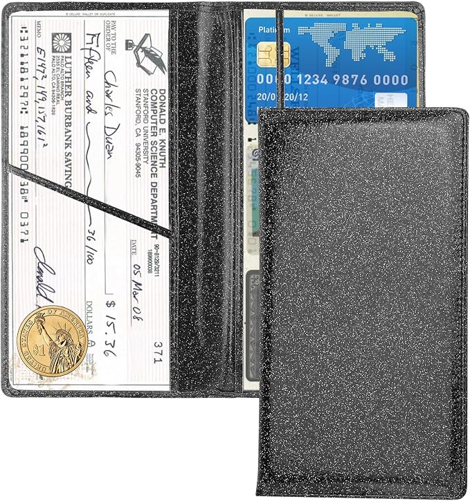 Car Registration and Insurance Holder,PU Leather Car Glove Box Organizer Car Document Holder for ID,Driver's License (Sequins Black)