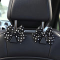 2-Pack Car Purse Hooks for Hanging Purses and Bags, Cute Bow car seat headrest Hooks for Hanging car Purse Hooks. (Black Wave Point)