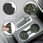 Botanical Flowers Berries Leaves Steering Wheel Cover for Women, Anti-Slip Car Steering Wheel Cover with 2 Pcs Cup Holders Neoprene Breathable Car Accessories Universal 15 Inch Auto Interior Decor