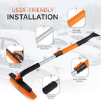 31" to 37” Extendable Snow Brush for Car and Ice Scrapers for Car Windshield, 360° Rotation Brush Head Snow Broom for Truck and SUVs with Ergonomic Foam Grip