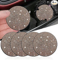 4pcs Bling Car Cup Holder Coaster, 2.75 inch Anti-Slip Shockproof Universal Fashion Car Coasters Insert Bling Crystal Rhinestone Automotive Interior Accessories for Women (Champagne)
