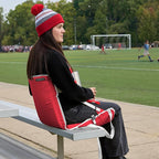 Heated Stadium Seat, Foldable, Lightweight with Carrying Strap, Foam Cushion for Comfort, Adjustable, Back Support, Multi-Functional Use As Stadium Seat or Seat Pad, Red/White