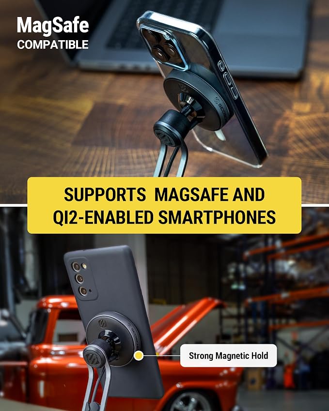 MagicMount Charge Pro Qi2 Home/Office MagSafe Suction Mount, 15W Fast Wireless Charger Magnetic Cell Phone Holder Compatible with iPhone 16/15/14/13/12 Pro Max Plus and Samsung Galaxy S25