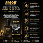 Car Perfume Gold - Air Freshener in Glass Bottle - Luxury Odor Eliminator Spray with Absorber Hanging Pad - Unique Fragrance & Long-Lasting Aroma for Vehicle, Office, Home - Made in Europe, 50ml