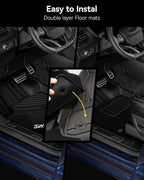 3W Floor Mats & Carpets (1st and 2nd Rows) Fit for Ford Bronco Sport 2021-2025 All Weather TPE Car Accessories Custom Fit Full Set Ford Bronco Sport Car Mats (Not for Bronco & Rubberized Floor)