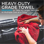 The 1500 - Heavy Duty Car Drying Towel; Perfect for Trucks, Commercial Vehicles, RVs, Boats, and More; Premium 70/30 Blend Twist Loop Design, 1500gsm, 30in x 30in, Red