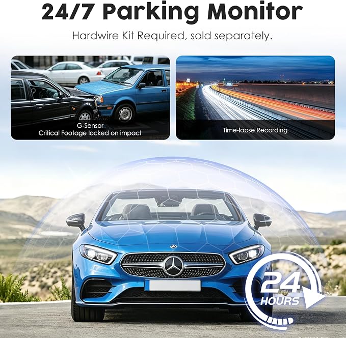 360 View 4 Channel Dash Cam Front and Rear, Left Right Detached Side Camera for Cars,3.39'' Large Touchscreen,GPS and 5G WiFi, Night Vision,Parking Mode,G-Sensor,APP Control, Included 128GB Card ﻿