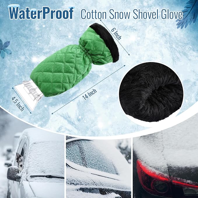 Ice Scraper with Glove Waterproof Ice Scrapers for Car Windshield No Scratch Comfortable Removal Snow Mitt Glove Windproof Warm for SUV Vehicle Truck Snow Quickly Removal