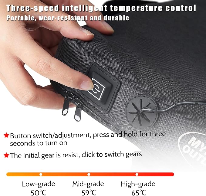 Portable Heating Seat Cushion Heated Pad with 3 Levels Fast Heating Warm Seat Pads Electric USB Power Stadium Pad for Bleachers Office Park Boat Camping