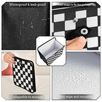 Car Trash Can Car Organizer Car Garbage Can with Adjustable Strap for Back Front Seat Console Waterproof Leakproof Collapsible Portable 11 Inch Checkerboard