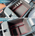 for 2022-2026 Ford Maverick Center Console Organizer Tray Accessories | 2022 2023 2024 2025 2026 Ford Maverick Armrest Trays Storage Box 2022-2026 Maverick Truck Accessories, 2-Pack (Red Trim)