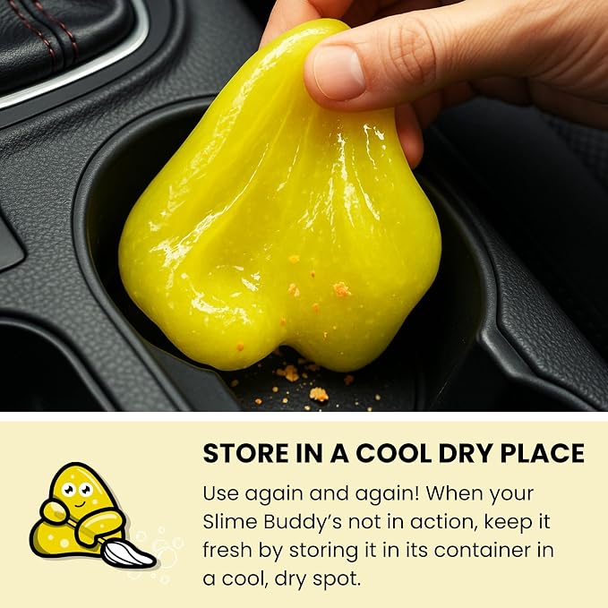 Cleaning Slime | (3 Pack) 1 Lemon, 1 Apple, 1 Strawberry Scented Car Cleaning Gel | Car Interior, Cup Holder, & Keyboard Detailing Tool | Reusable Putty for Loose Dust & Dirt