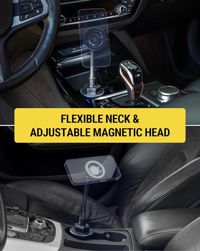 MagicMount™ SMSCUP Magnetic Cup Holder Phone Mount with Adjustable Gooseneck and Magnet Head, MagSafe Phone Holder for Car Compatible with iPhone 16 15 14 13 12 Series, Mag Safe Case & Android