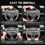Car Steering Wheel Cover, Microfiber Leather Steering Wheel Covers with Anti-Slip Lining, Breathable Elastic Car Steering Wheel Protector, Universal Standard Size 14-15 inch