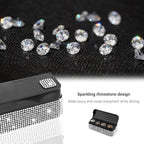 carleef Bling Coin Holder for Car,4 Compartment Car Organizers and Storage with Rhinestones Compatible with Quarter/Nickel/Pennies/Dimes,Universal Coin Organizer for Car Truck SUV (White)