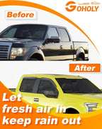 Extra-Thick Window Rain Guard for Ford F150 SuperCrew 2009-2014 Rain Guards Tape-on Side Truck Window Visors Low Profile Vent Visor Window Deflectors Vent Shades Car Accessories