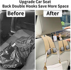 Suede Leather Headrest Hooks for Car, 2 Pack Double Seat Back Organizer Hooks for Purses & Bags, Heavy Duty Metal Car Purse Holder for Handbags, Grocery Bags, Universal Vehicle Storage Accessories