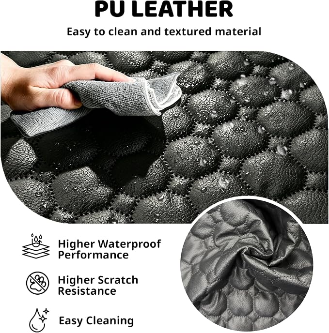 Dog Car Seat Cover with PU Leather Updated,Hard Bottom & Mesh Window, Waterproof Dog Car Seat Cover for Back Seat, Cat-Scratch Resistant Fabric,Backseat Cover for Dogs for Car SUV and Trucks