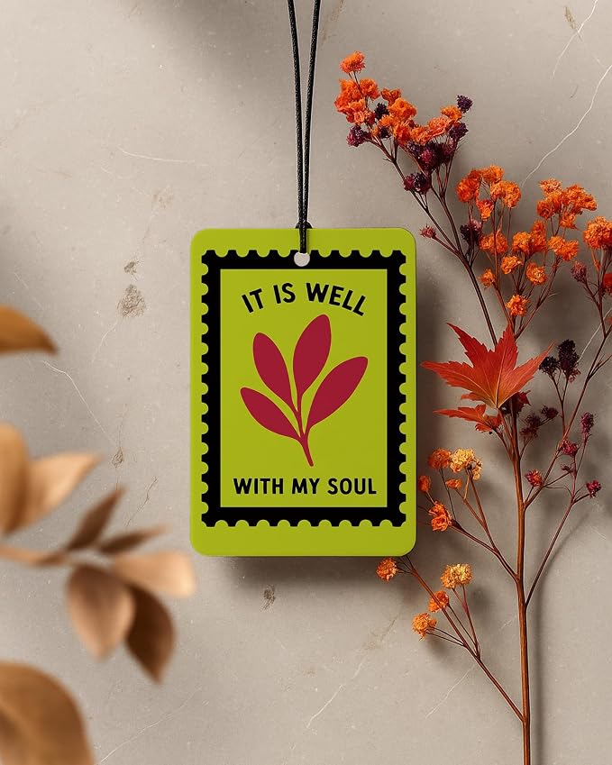 Neon Green Christian Car Air Freshener 4 Pcs for Women Men | Cyberpunk Religious Car Accessories Mirror Decor, Christian Hanging Air Freshener for Cars Closet Drawer Books