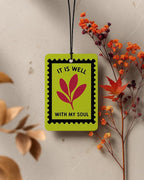Neon Green Christian Car Air Freshener 4 Pcs for Women Men | Cyberpunk Religious Car Accessories Mirror Decor, Christian Hanging Air Freshener for Cars Closet Drawer Books