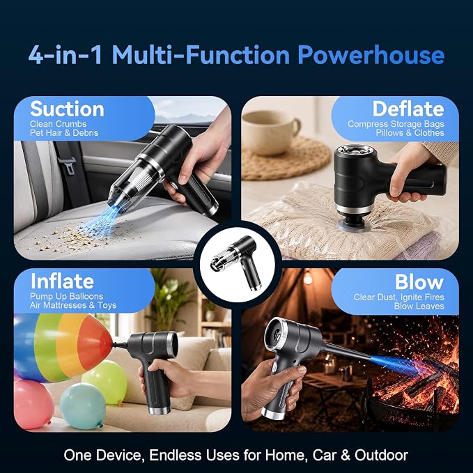 Handheld Vacuum Cordless 12000PA Real Strong Suction,Portable Small Car Vacuum Cleaner with 4 Modes & 4000mAh Rechargeable Battery,3 Filter,7-in-1 Cleaning Kit for Home Office Car Pet,Gray