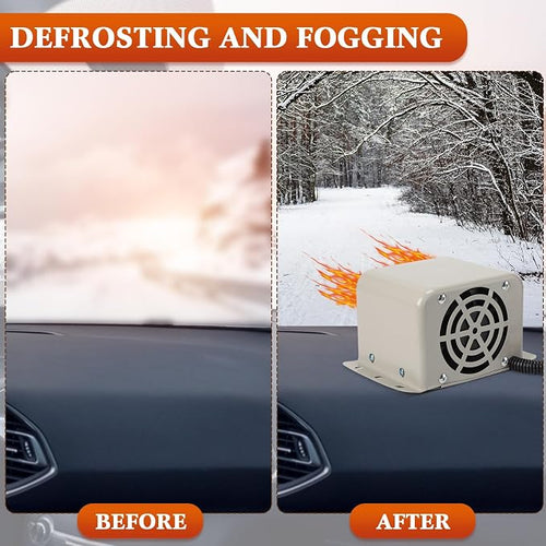12V 800w Car Heater 2 Hole Portable Windshield Defroster Kit Winter Fast Heating Electric Automobile Interior Heaters Low Noise Removing Window Defogger with Cigarette Lighter for 12V Vehicle