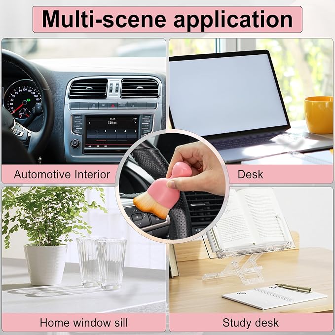 Car Detailing Brushes, Car Interior Dust Sweeping Soft Brush, Soft Bristles Brush Cleaning Tool for Automotive Dashboard, Air Conditioner Vents, Computer, Scratch Free(Pink)