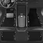 Bling Diamond Leather Steering Wheel Cover 14.5in-15in Floor Mats Shining Rhinestone Carpet Sparkly Glitter Crystal Anti-Slip Pad Fit Automotive SUV Pickup Truck Girl Women, 5pcs Black