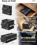 Car Trunk Organizer - Trunk Organizer for SUV with Removable Cooler Bag, Foldable Cover, 3 Compartment Car Storage Essential Car Accessories for Truck, Van & Sedan, Black, 33.1" x 12.6" x 11.0"