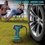 150PSI Tire Inflator Portable Air Compressor: Cordless Air Pump Compatible with Makita 18V Battery - Car Tire Pump with Digital Pressure Gauge & LED Light for Auto, Motorcycles (Tool Only)