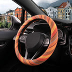 Boho Steering Wheel Cover with Baja Blanket Cloth, Ethnic Style Auto Wheel Cover Made of Coarse Flax, Fits 14 1/2-15 1/4 inches Car Wheel